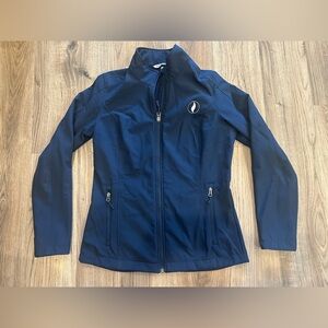 Port Authority Women’s Size Medium Jacket Navy Blue Polyester Pockets Fitted